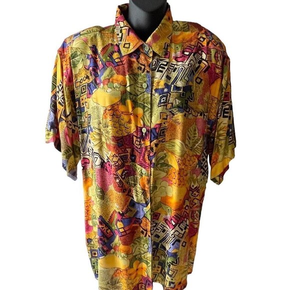 VTG 80s Cotton Castle Two Piece Gaucho Pants Short Sleeve Button Top Women’s L - Picture 3 of 16